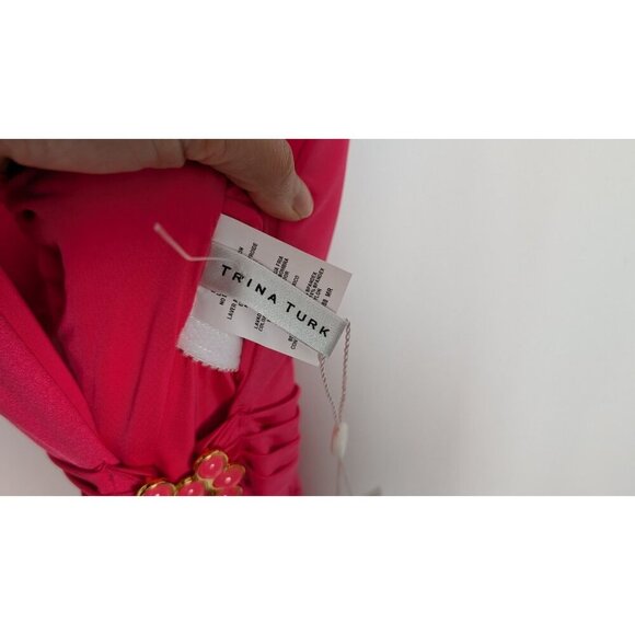 NEW $154 Trina Turk 10 Pink Solid Monaco Strappy One-Piece Swimsuit Swim Beach - Picture 8 of 14